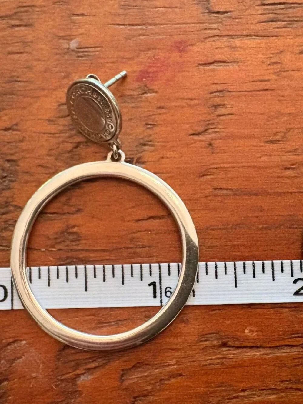 VINTAGE AUTHENTIC COACH SILVER GROMMET HOOP EARRINGS - EXCELLENT CONDITION RARE! - Picture 4 of 7